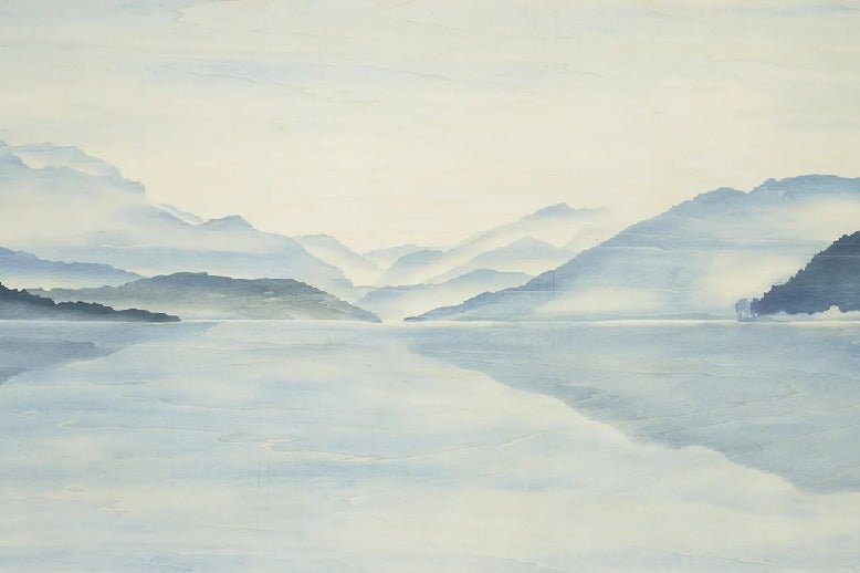 Papier Peint Vue Grand Albigny | Les Bleus du Lac® wallpaper