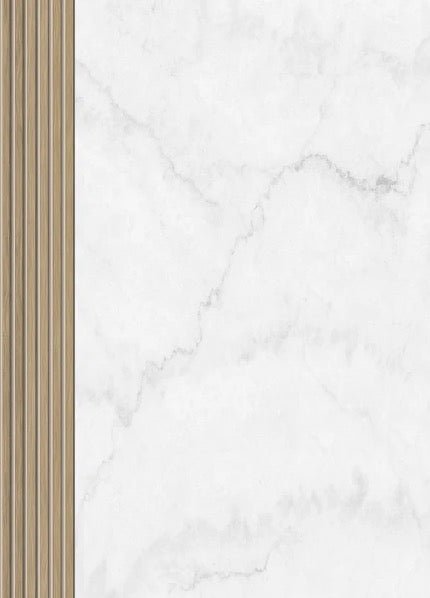 Imitation marble and oak strip wallpaper