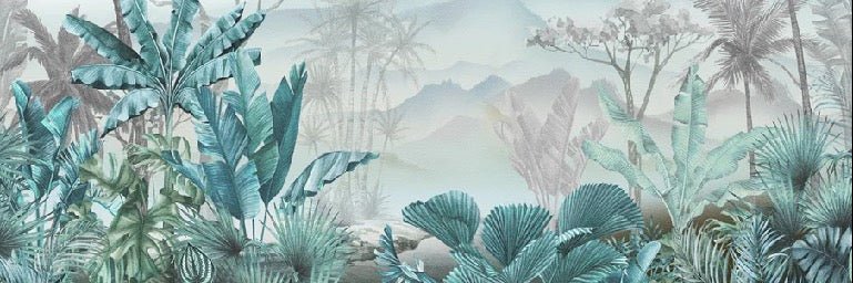 Trendy tropical blue wallpaper