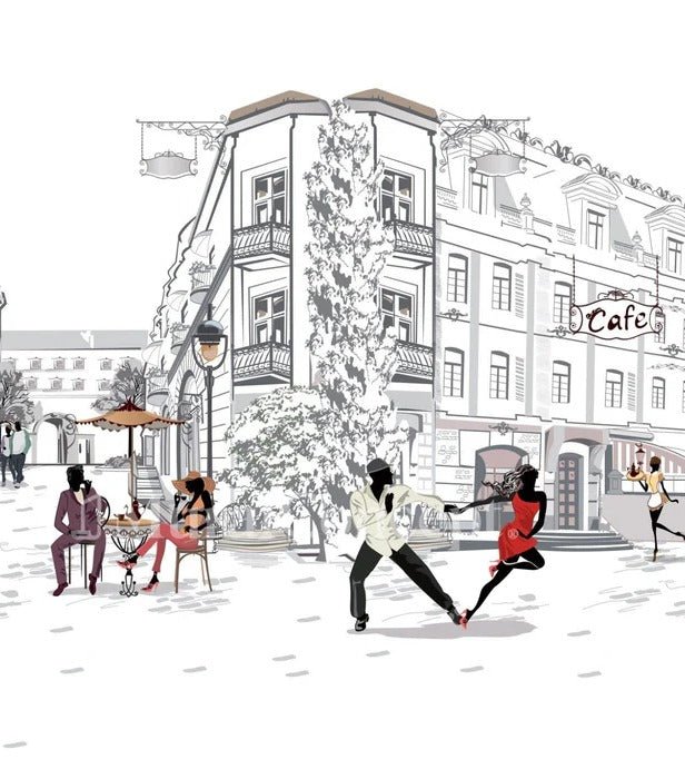 Panoramic wallpaper Parisian stroll