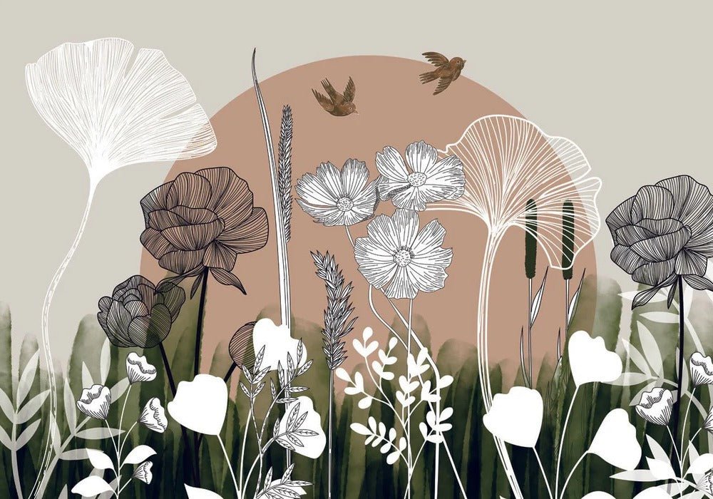 Panoramic floral wallpaper