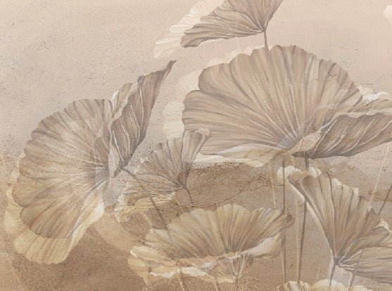 Papier peint panoramique lotus sepia, XXL, tendance