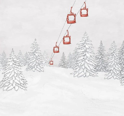 Papier peint montagne télécabine rouge, XXL, tendance