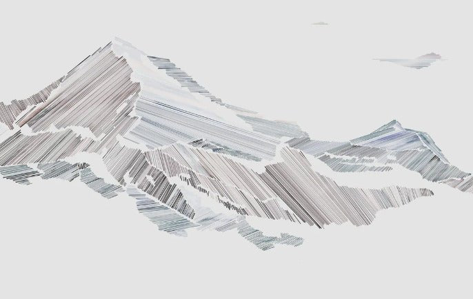 Graphic mountain style restaurant wallpaper