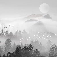 Mystic mountain mist wallpaper