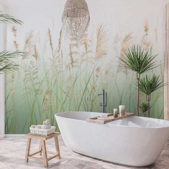 Green wheat field flower wallpaper