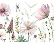 Flowers and dragonflies wallpaper