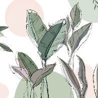 Green graphic plant panoramic wallpaper