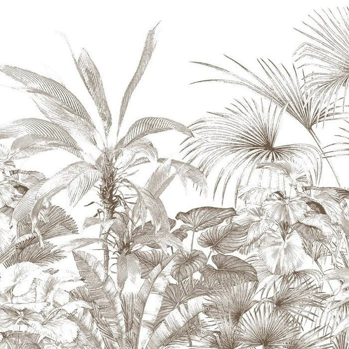 Monochrome engraving tropical wallpaper
