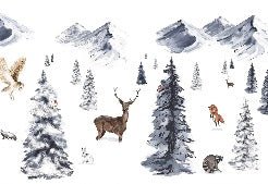 Children's wallpaper Animals in the snow