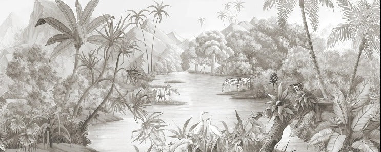 Picturesque jungle panoramic wallpaper