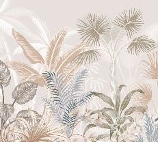 Panoramic terracotta jungle wallpaper