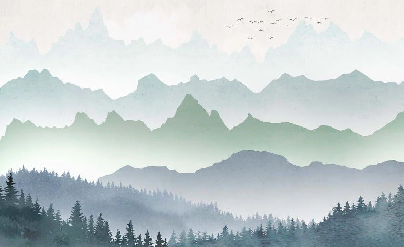 Forest morning mist wallpaper