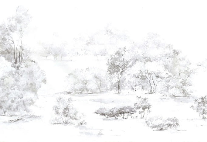 Watercolor pine forest wallpaper