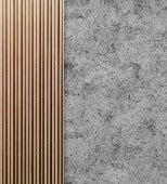 Imitation concrete and oak cleat wallpaper