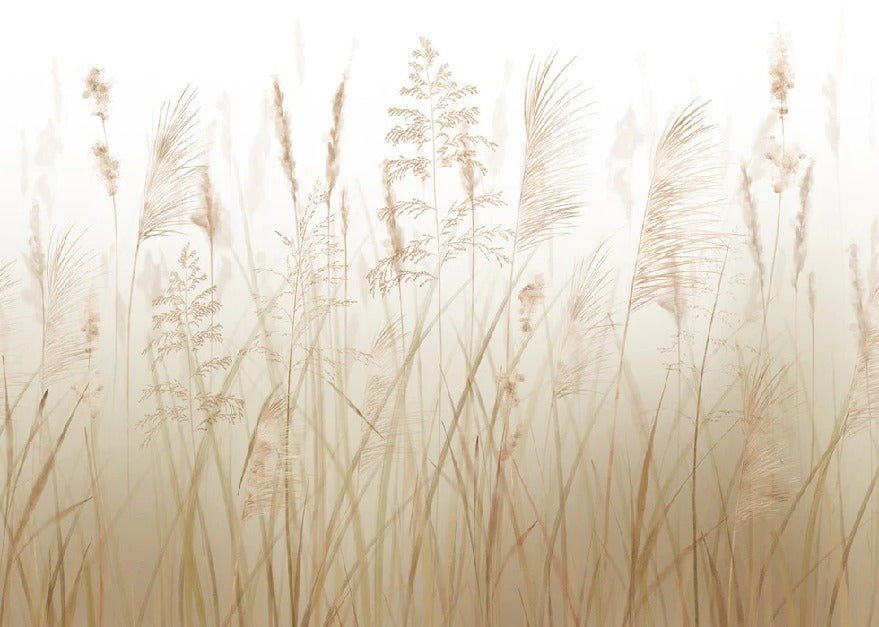 Beige wheat field bathroom wallpaper