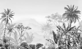 Papier peint tendance tropical noir et blanc, XXL, tendance