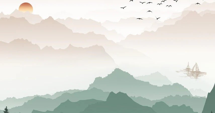 Terracotta mist mountain wallpaper