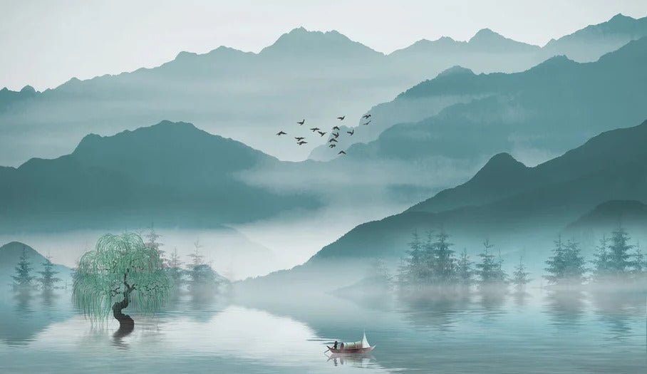 Wallpaper between mountains and lakes