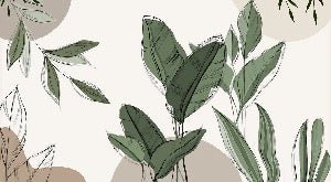 Graphic plant panorama wallpaper taupe