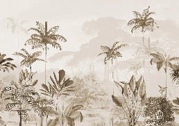 Panoramic jungle eden sepia wallpaper