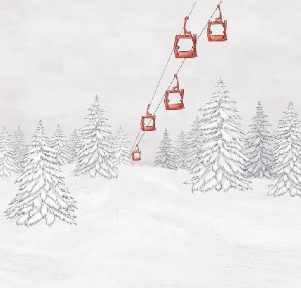 Papier peint montagne télécabine rouge, XXL, tendance