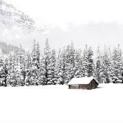Panoramic mountain chalet wallpaper