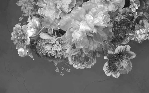 Black and white peony flower wallpaper