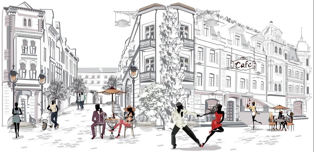 Panoramic wallpaper Parisian stroll