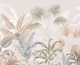 Panoramic terracotta jungle wallpaper