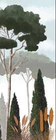 Custom wallpaper cypress pine and pampas grass