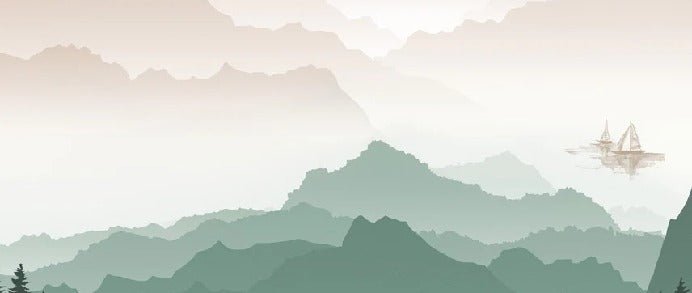 Mountain in mist wallpaper terracotta