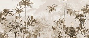 Panoramic jungle eden sepia wallpaper