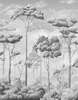 Black and white pine forest panoramic wallpaper