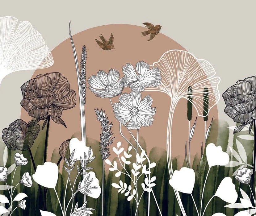 Panoramic floral wallpaper