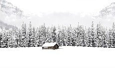 Panoramic mountain chalet wallpaper