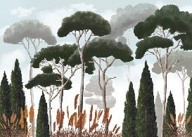 Custom wallpaper cypress pine and pampas grass