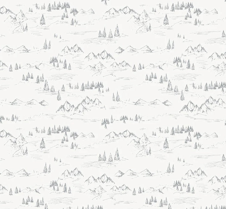 Mountain and fir tree illustration wallpaper