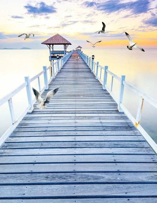 Trompe l'oeil wallpaper Pontoon sea view