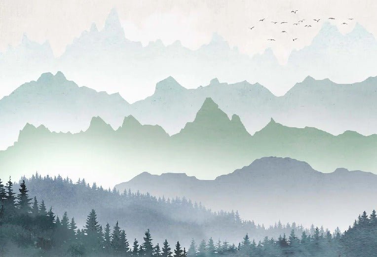 Forest morning mist wallpaper