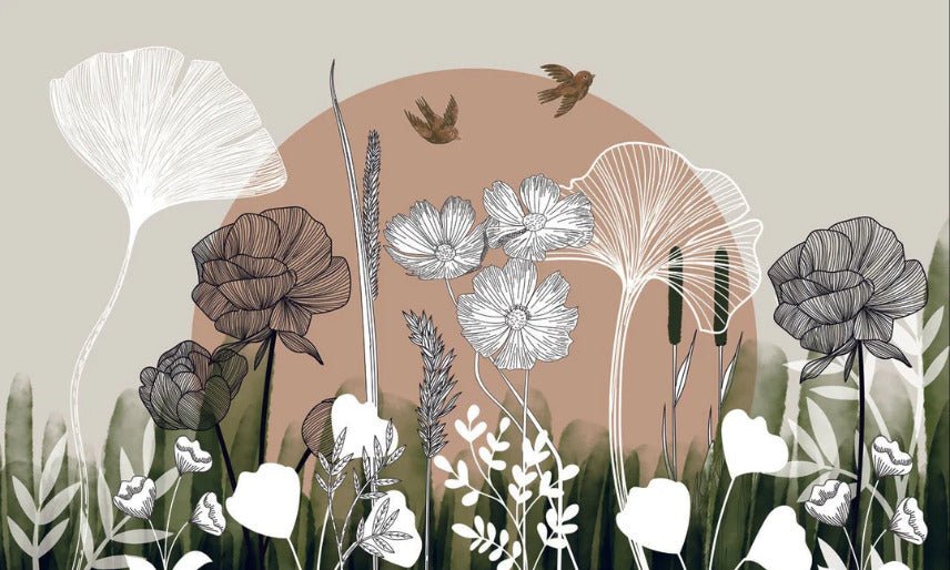 Panoramic floral wallpaper