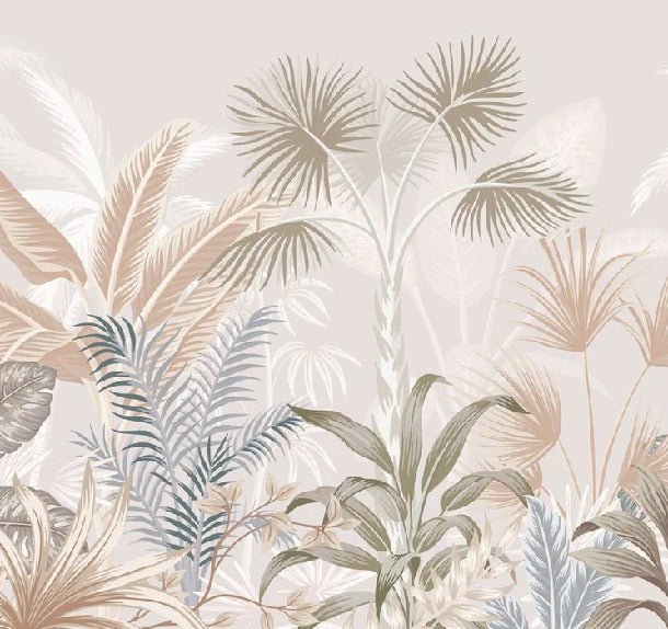 Panoramic terracotta jungle wallpaper