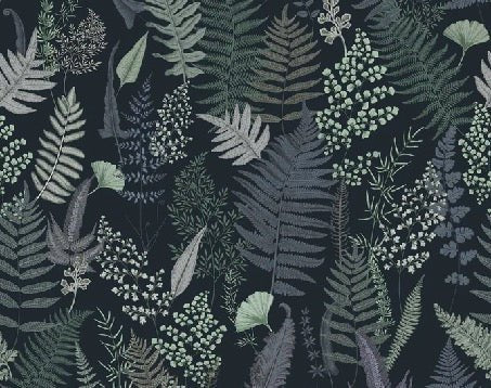 Dense leaf wallpaper navy blue