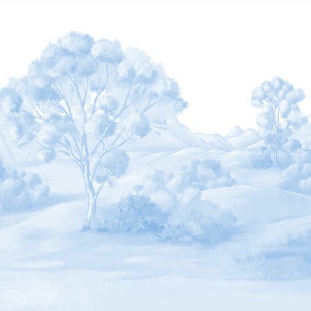 Papier peint paysage poétique bleu, XXL, tendance