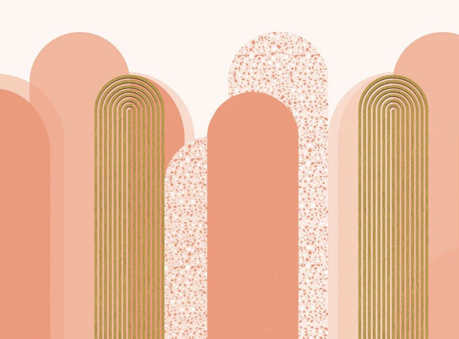 Graphic art deco wallpaper in pink