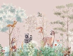 Magical nature pink children's bedroom wallpaper