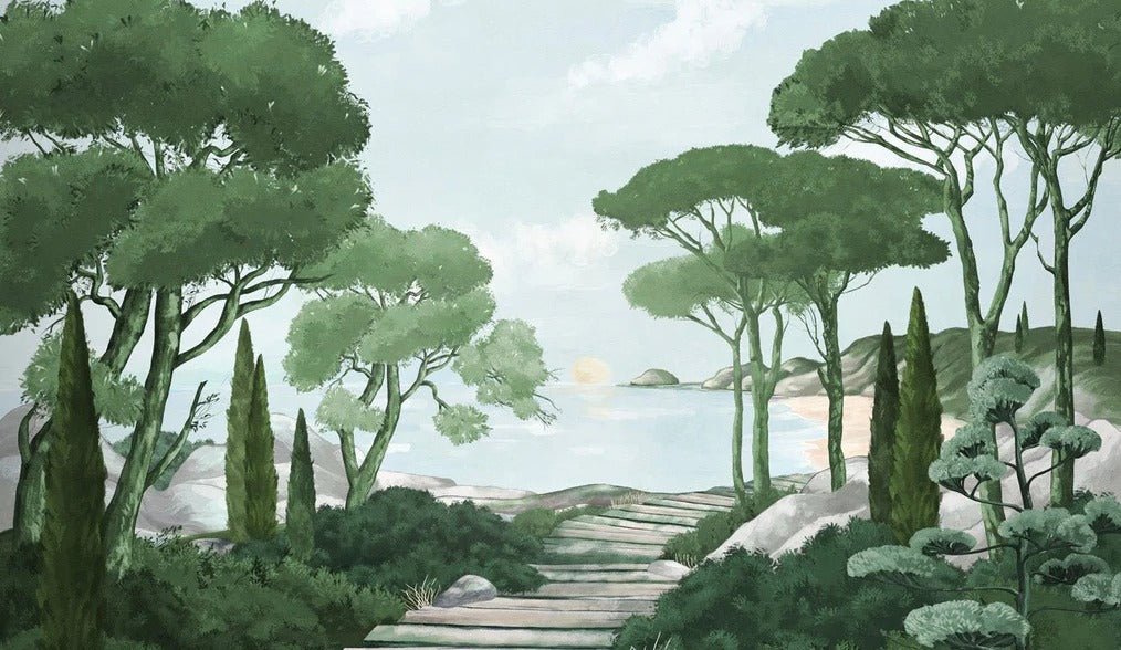 Stroll in the calanques wallpaper green