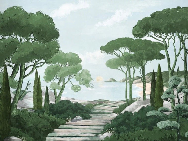 Stroll in the calanques wallpaper green