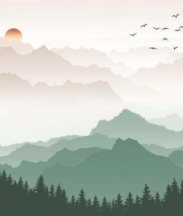 Mountain in mist wallpaper terracotta