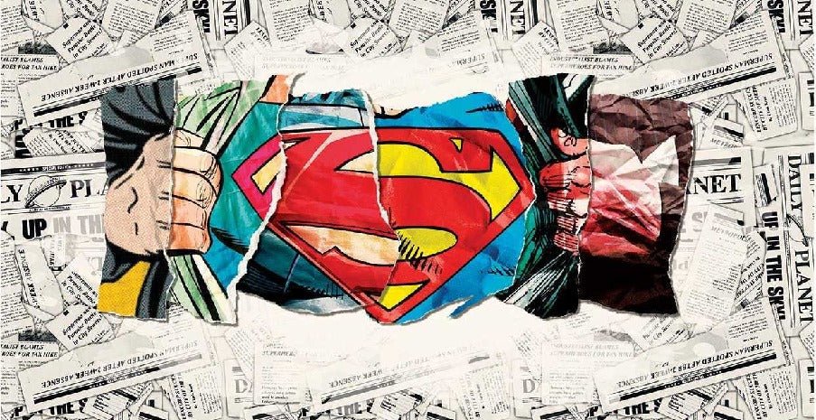 Panoramic wallpaper hero superman comic ecu S newspaper